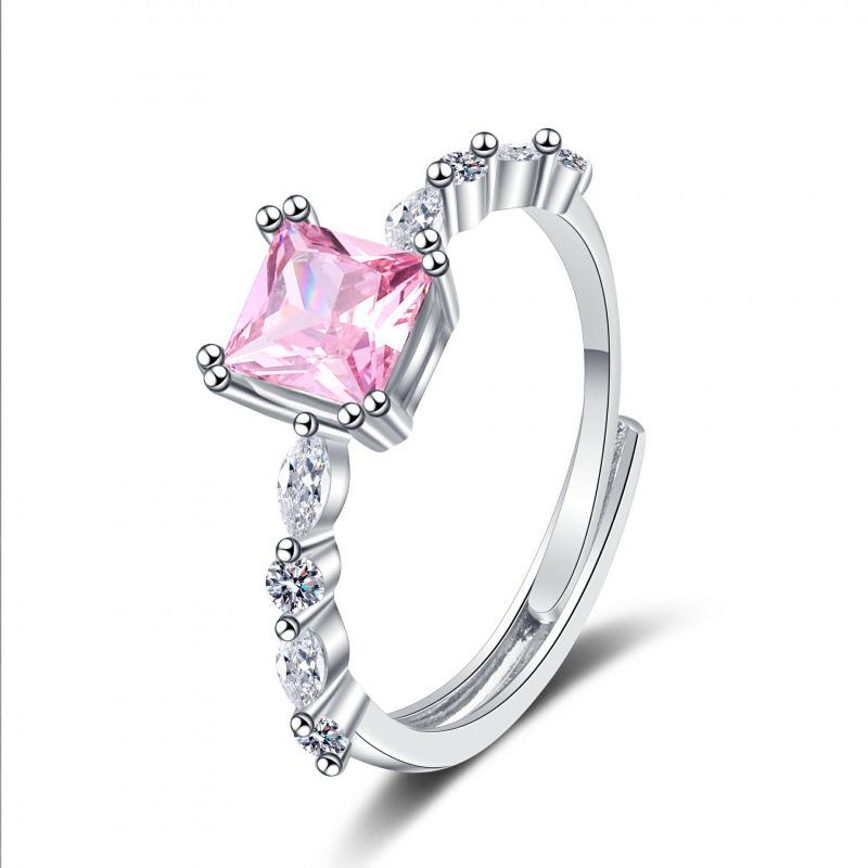 Women's Pink Zircon Micro-inlaid Ring: Elegant European & American Style Finger Jewelry
