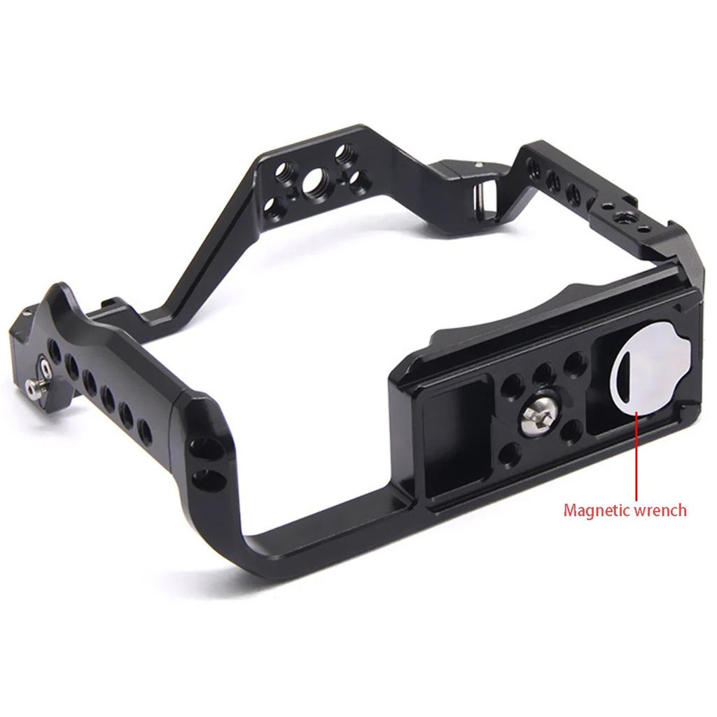 Protective Camera Cage Aluminum Alloy with Cold Shoe Mount Arca Quick Release Slot Numerous 1 4in And 3 8in Threaded Holes Compatible with Canon EOS