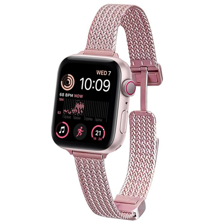 Wheat Ear Magnetic Buckle Stainless Steel Watch Band For Apple Watch 42/44/45/46/49mm, Adjustable Metal Business Replacement Wrist Strap
