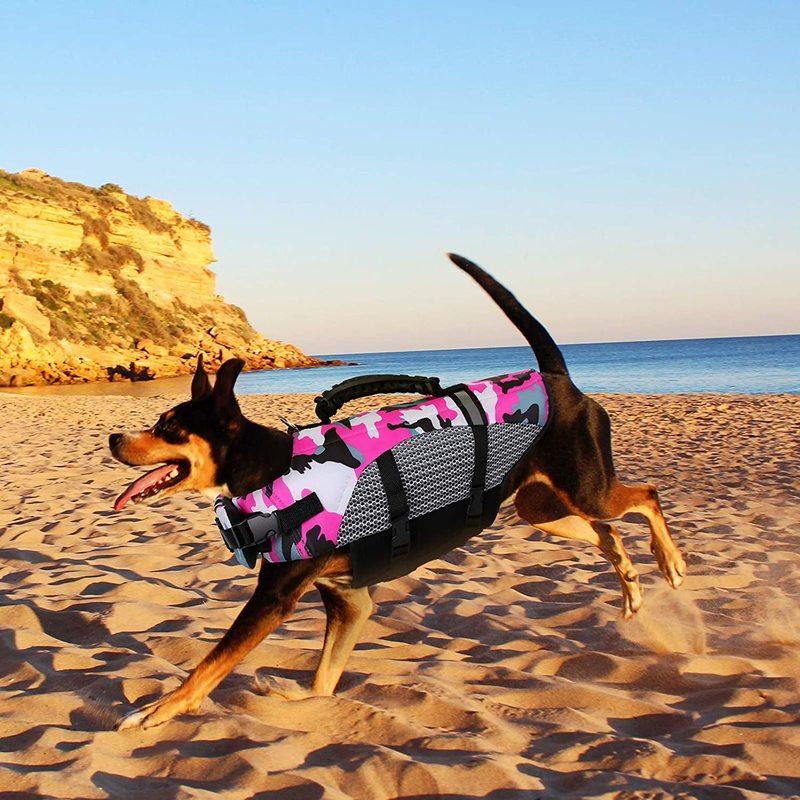 Dog Life Jacket Ripstop Pet Safety Life Vest Adjustable Dogs Lifesaver Vest Camouflage Swimsuit