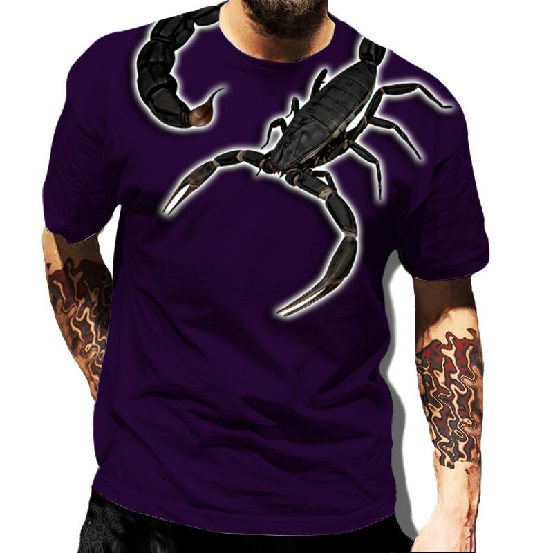 Popular Hip Hop Cool Scorpion 3D Printed Pattern Men's Street Casual T-shirt
