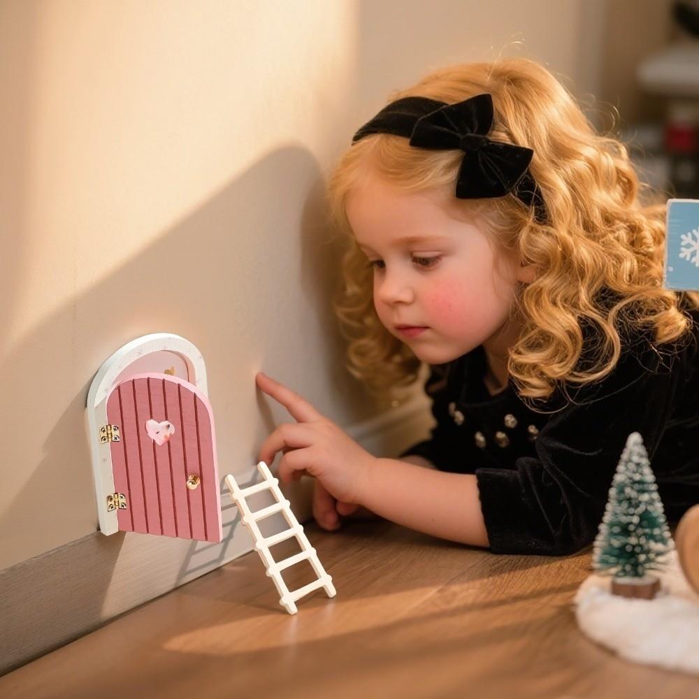 Dollhouse Wood Fairy Elf Door Mini Home Decorations Room Wall Decoration Cartoon Elf Door Craft Ornaments Tooth Box