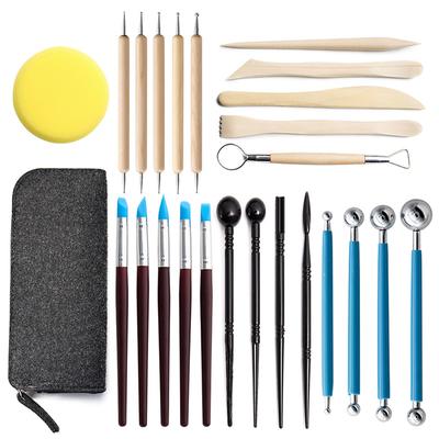 25 Piece/set Pottery Tools DIY Pottery Clay Sculpture Carving Knife Clay Sponge Pill Stick Silicone Point Drill Pen