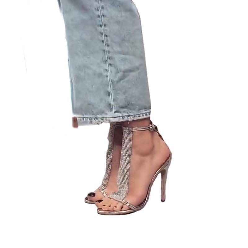 Sandale de damă 2024, la modă, cu paiete, cu toc înalt