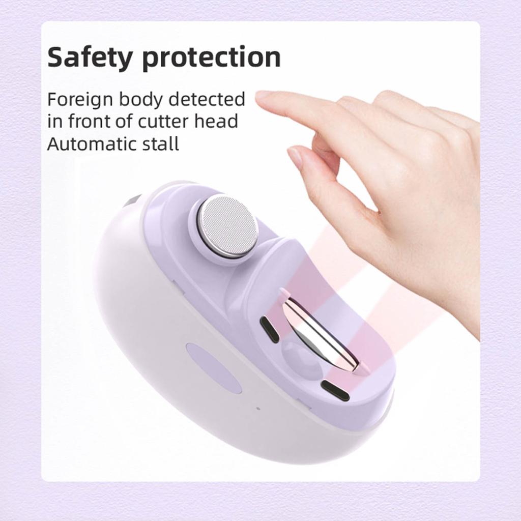 Automatischer Nageltrimmer und Polierer mit eingebautem Schleifer für glatte Kanten, tragbares Design für Reisen