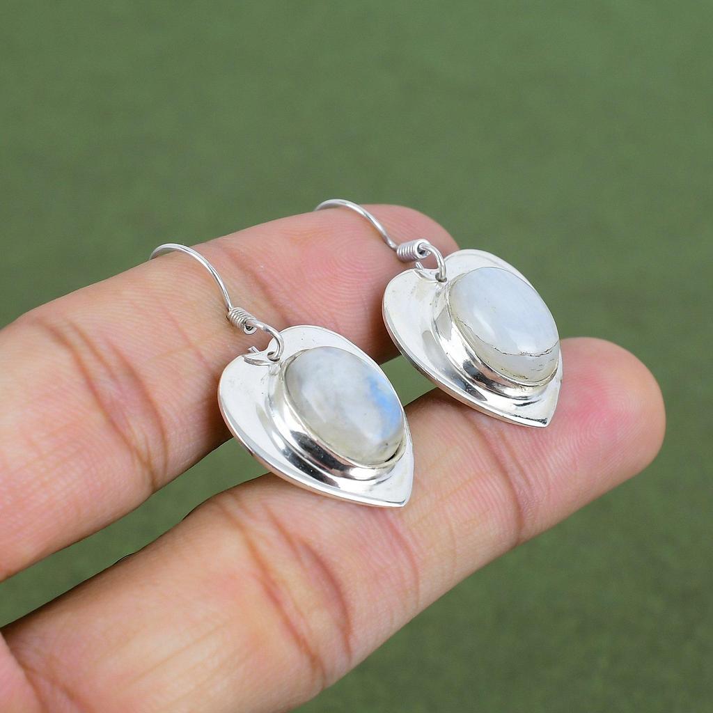Rainbow Moonstone Earring 925 Sterling Silver Earring Decent Jewelry Beautiful Dangle Earrings Handmade Real Gemstone Earrings Gifts For Her