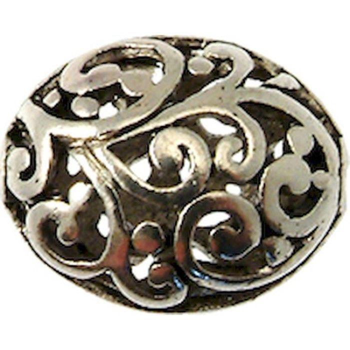 Perle métal ovale 17x13 mm Argenté