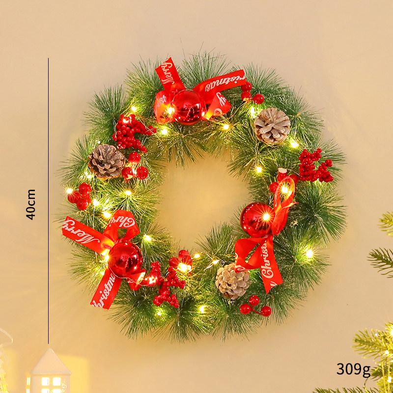 LED Christmas Wreath with PVC Pine Cones – Elegant Hanging Holiday Decoration for Windows