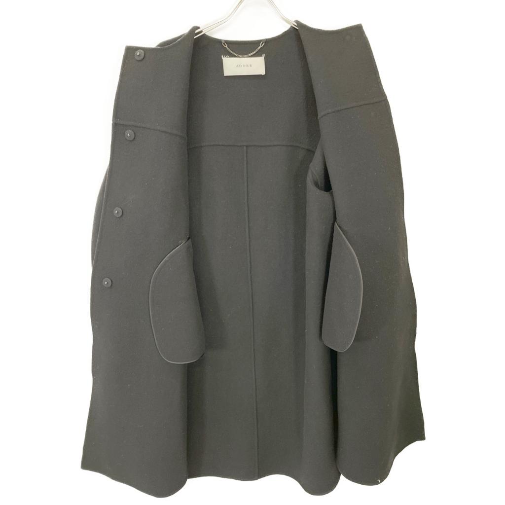 Adore Black Sandaloribar Collarless Coat 531-725115 Coat 38 blackUsed