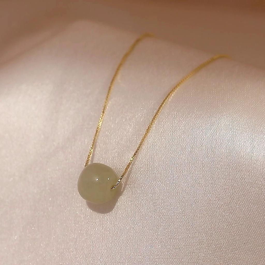 Hetian Jade Necklace ins Style Niche Design Sense Clavicle Chain Fashion Versatile Necklace Women