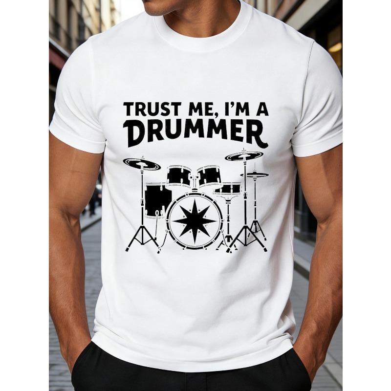 Casual Style Men's T-Shirt Drummer Music Theme Summer And Spring Gift for Music Lovers And Drum Enthusiasts