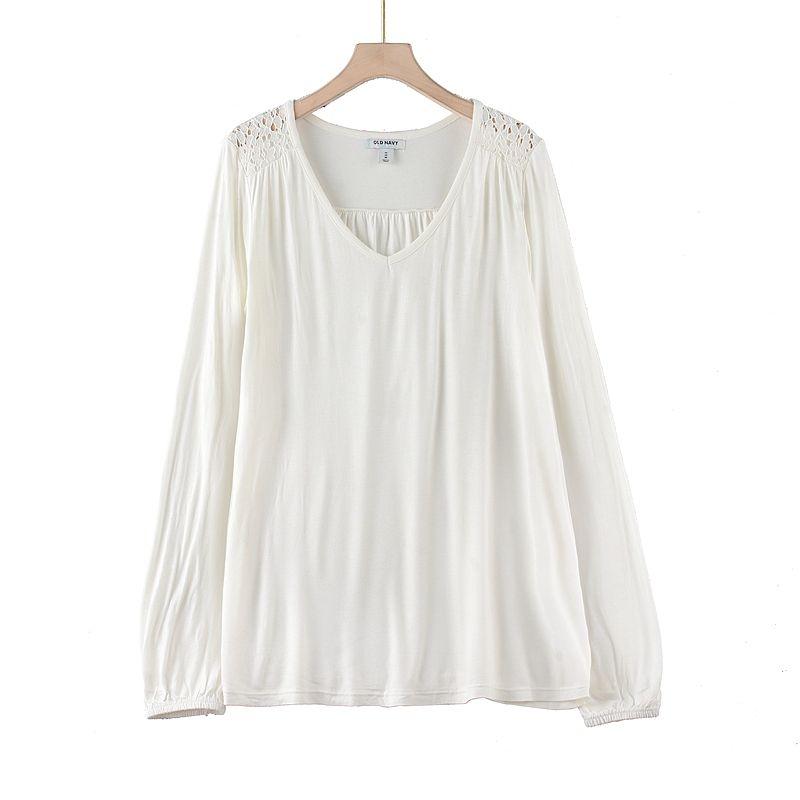 

Old Captain Foreign Trade Autumn Loose Soft Glutinous White T-shirt White M