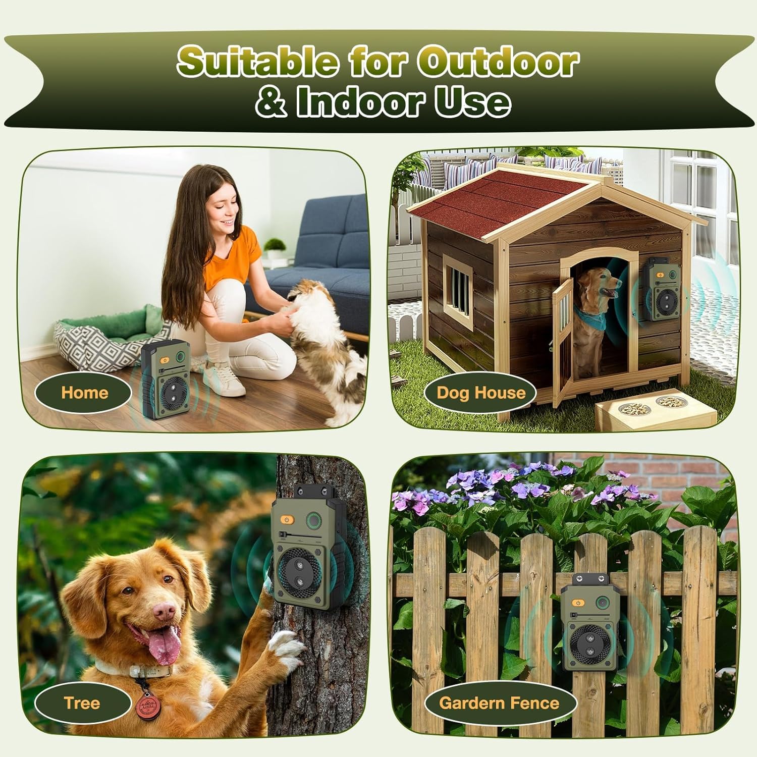 

Ультразвуковое устройство для борьбы с лаем домашних животных зелёный