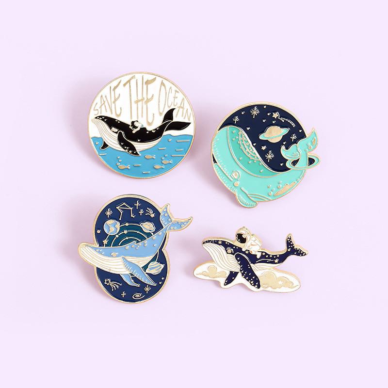 Cute Creative Astronaut Whale Series Brooch Alloy Design Pin For Versatile Fashion Accessories