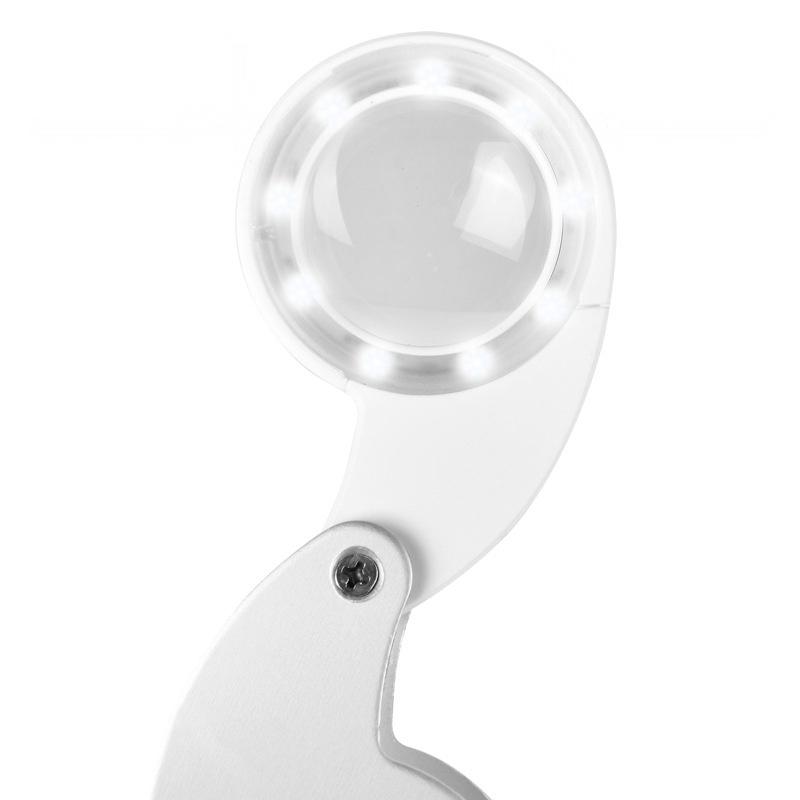 1 Set 40X 60X Foldable Magnifying Glass With Uv Led Lights Illuminated Magnifier For Jewelers Gems Coin Rechargeable Magnifier