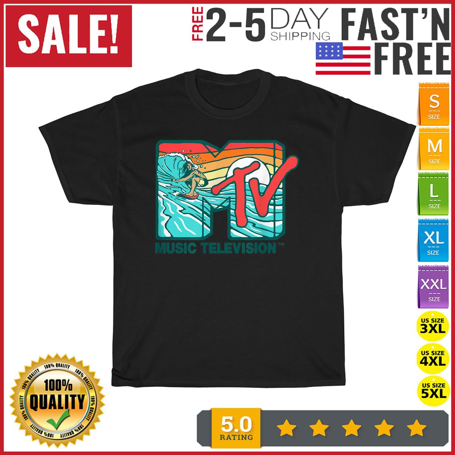 MTV Catch a Wave MTV Surfer Logo Retro Graphic Vintage T Shirt Mens Womens Tees Top Men Women Kid NEW 2XL
