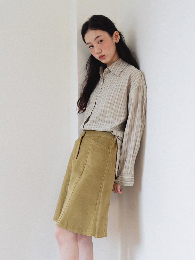 Moroa Cotton Midi Skirt - Green