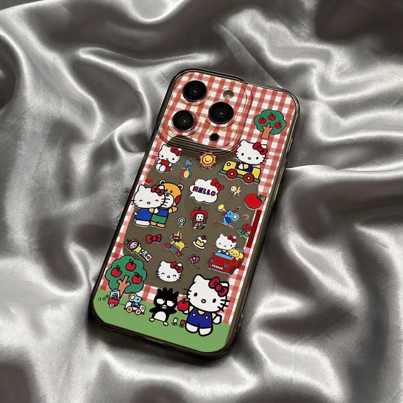 Applicable to Apple 11 Hello Kitty mobile phone case 11 red plaid 11pro cartoon Xiaomi soft case HelloKitty