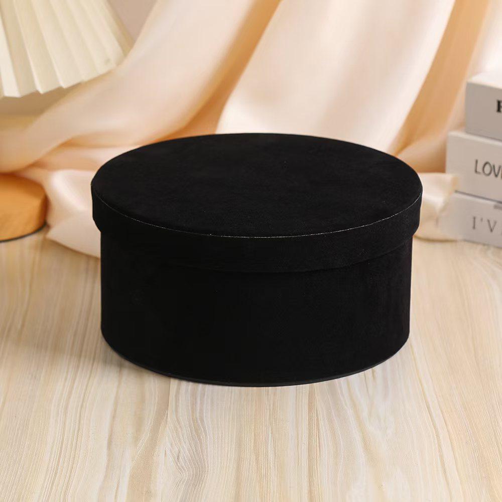 Retro Korean Velvet Round Gift Box - Black, Exquisite, and Empty