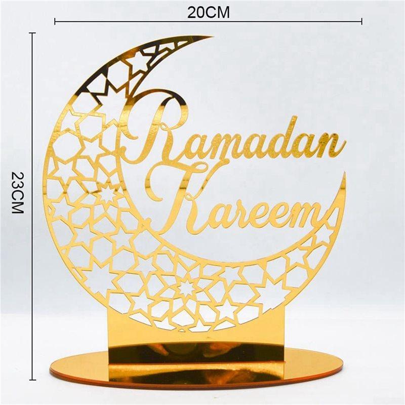 2Pcs Acrylic Eid Mubarak Table Decoration, Ramadan Moon Night Light, Ramadan Mubarak Decoration, Moon Star Ramadan