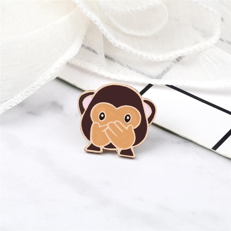Personalized Animal Brooch Cartoon Lovely Shy Monkey Enamel Pins Cute Funny Badges Jewelry Gifts Backpack Lapel Pin Dropshipping