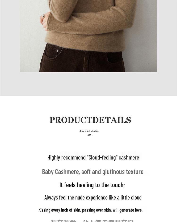 Women's Cashmere High Neck Sweater - Slim Fit Knitwear for Autumn/Winter