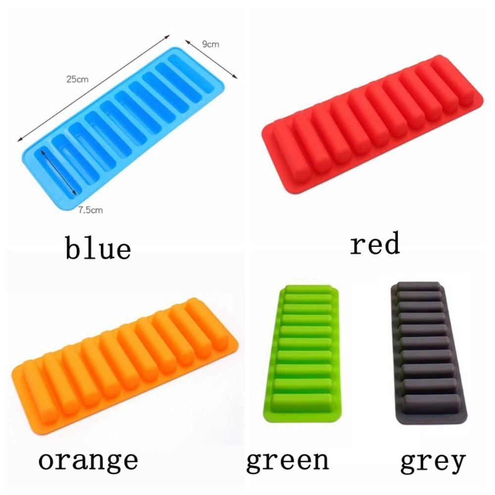 Silicone 10 Grids Stick Shape Ice Mold DIY Ice Cube Tray Ice Maker Popsicle Mold  Baking