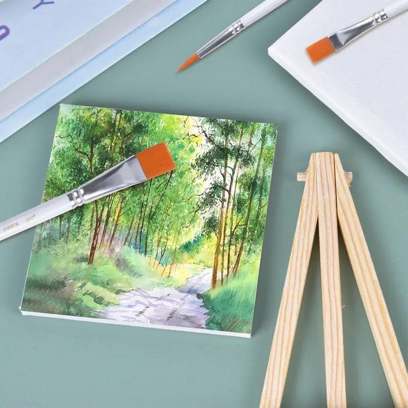 6Set Mini Canvases White Stretched Blank Sandpieces for Painting Art Supplies Package
