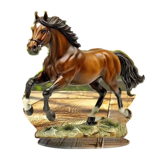 Acrylic Horse Sign Tabletop Decoration 2D Flat Desktop Ornament for Home Office Living Room Shelf Fireplace