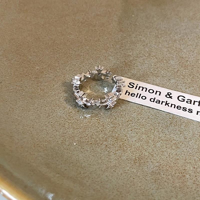 Cold Wind Zircon Cross Ring Women S Opening Adjustable Zircon Setting Fashion Personality High Sense Ring Adjustable opening