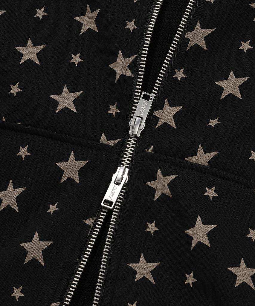 Nombre Signature Star Pintuck Zip-Up Hoodie [Black]