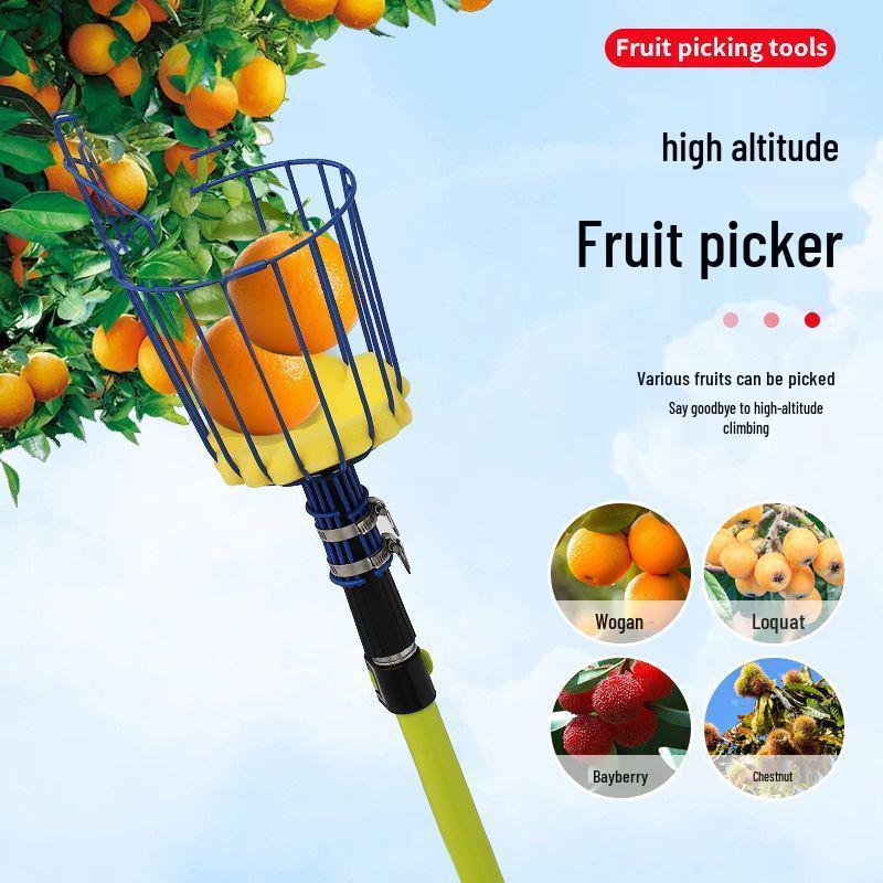 High-Altitude Metal & Mesh Fruit Picking Basket for Waxberry, Loquat, Peach, and Plum