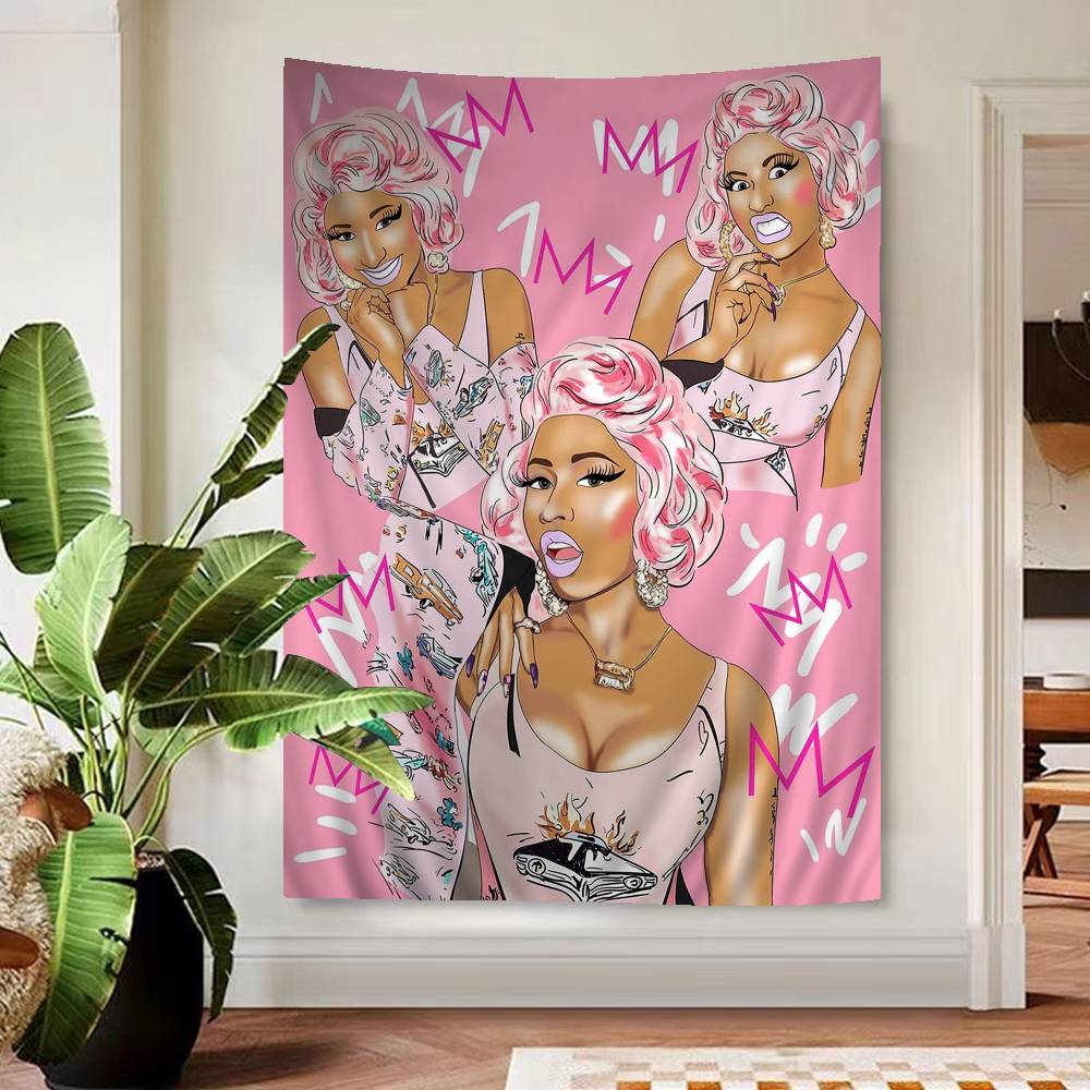 Beliebte Rapperin Sängerin N-nicki Minaj Wandteppich Kunstdruck Japanischer Wandteppich Anime Wandbehang Heimdekoration