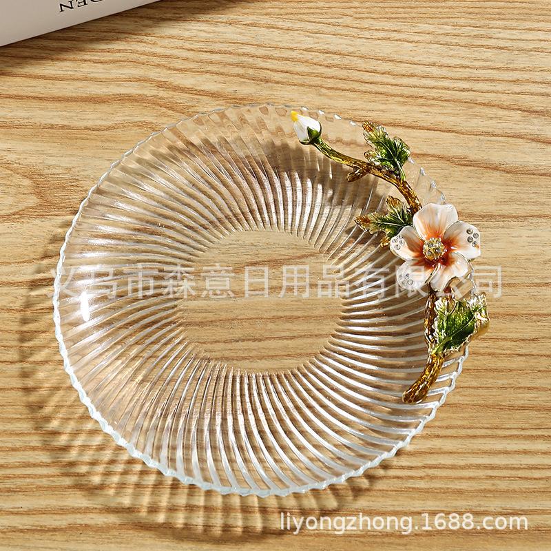 

Цветная эмаль, чашка для чая с цветком, бытовая, термостойкое стекло, легкая роскошь, хрустальная чашка, европейская креативная чашка для воды с ручкой 301-400ml