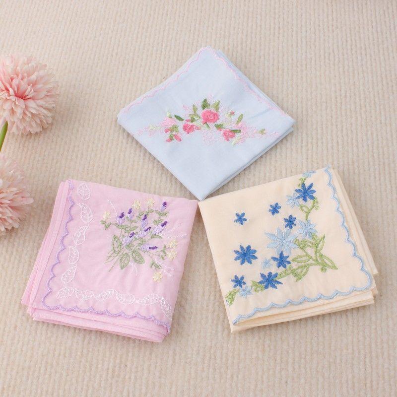 

Хлопковый платок в стиле ретро с вышивкой, тонкий, для вытирания пота, однослойный Embroidered 3 (a color)