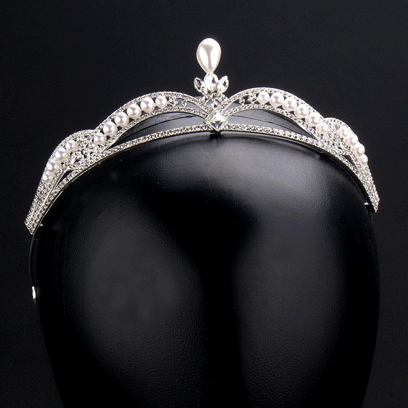 2023 Half-Round Pearl Rhinestone Crown Hair Accessory for Weddings and Birthdays