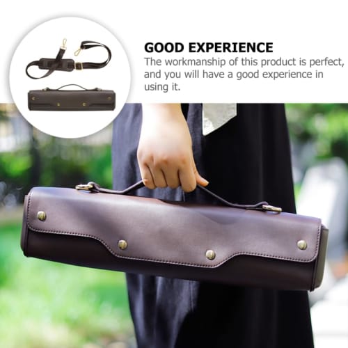 Sac pour flûte NOLITOY, Sac à main/sac à bandoulière 2-en-1, Élégant, durable et portable, 44 x 10,2 x 6,8 cm, Couleur café