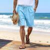 Pantaloncini in Cotone e Lino Coulisse Vita Elastica Gamba Dritta Monocolore Traspiranti Quotidiani da Spiaggia Casual