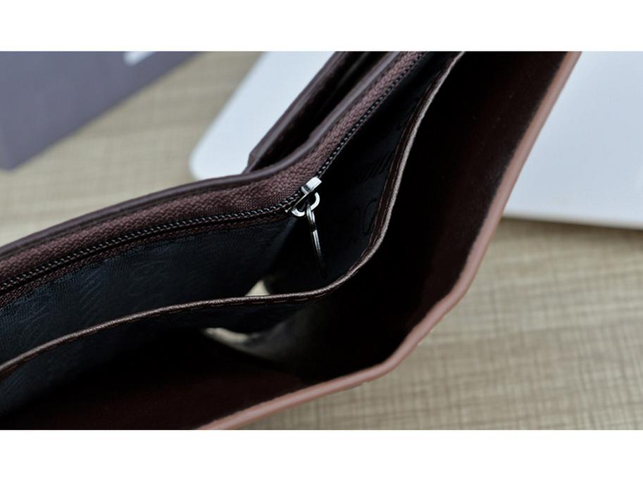 Men's Vintage Short Zipper Leather Wallet: High-End Spliced Embossed Multi-Functional Card Holder.