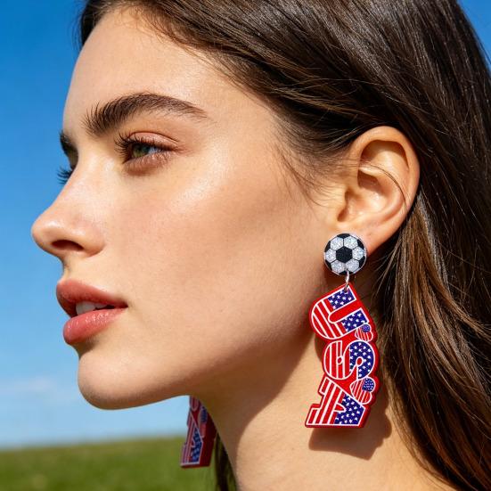 USA Flag Acrylic Dangle Drop Earrings Independence Day-Themed Earrings Comfortable To Wear Multiple Styles for Sports Holiday Outfits