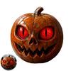 Red-Eyed Pumpkin Figurine Handmade Marble-Look Resin Pumpkin Statue with Amber Eyes Halloween Tabletop Shelf Decor