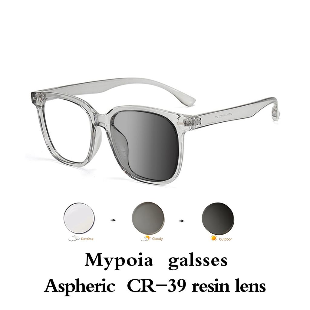 Men Women Ultralight Photochromic Glasses TR90 Frame Myopia Eyewear Vintage Color Changing Sunglasses 0To -6 0