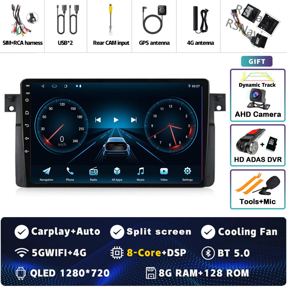 Android 14 Carplay Auto Car Radio  for BMW E46 M3 1998-2006 Multimedia Video Player Navigation GPS 2Din Stereo Head Unit DSP 4G