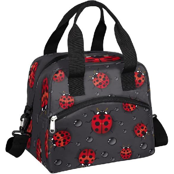Funny Skull Lunch Bag Tote Bag Leakproof Cooler Bag Insulated Lunch Box with Front Pocket Water-resistant Thermal Lunch Bags with Shoulder Strap for