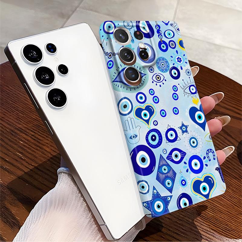 European Station Blue Devil Eyes Samsung S25 Mobile Phone Case GalaxyS24/23 All-inclusive Anti-drop Film Case A25