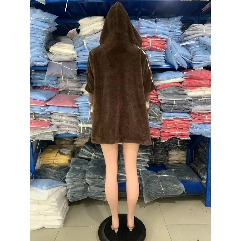 Cappotto in Peluche Caldo Casual da Donna Cardigan alla Moda con Zip e Maniche a Trombetta Cappotto Largo con Cappuccio Abbigliamento da Pendolare Autunno Inverno