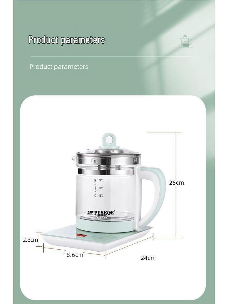 Hemisphere Health Multifunctional Automatic Glass Tea & Water Kettle - High Temperature Resistant, Thickened for Tea & Medicine Boiling.