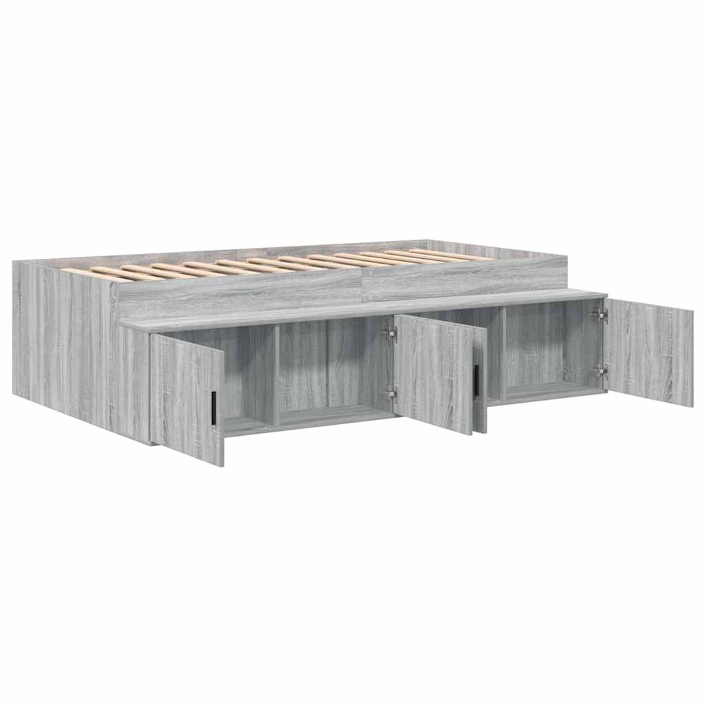 Storage Bed Frame in Grey Sonoma 70 x 190 cm Engineered Wood