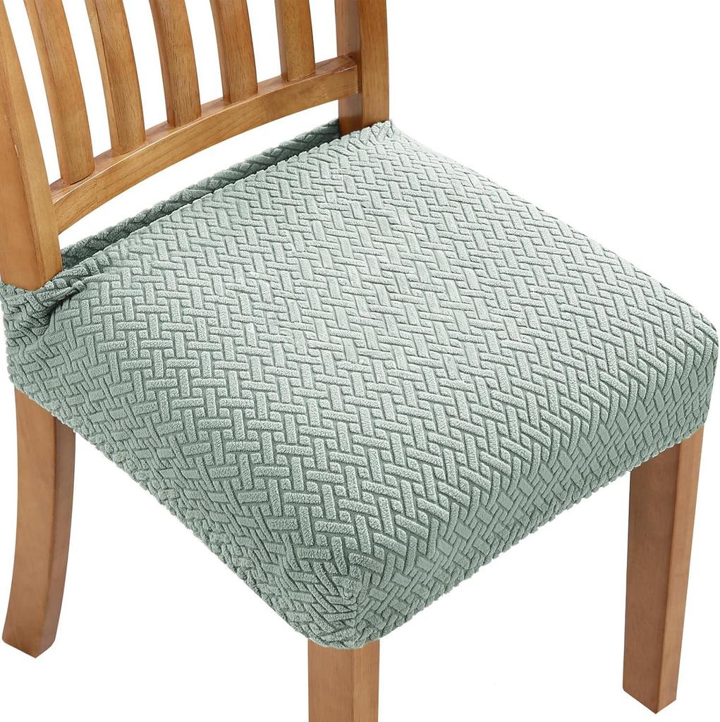 Elastic Solid Color Stretch Jacquard Chair Cushion Cover for Dining Chairs