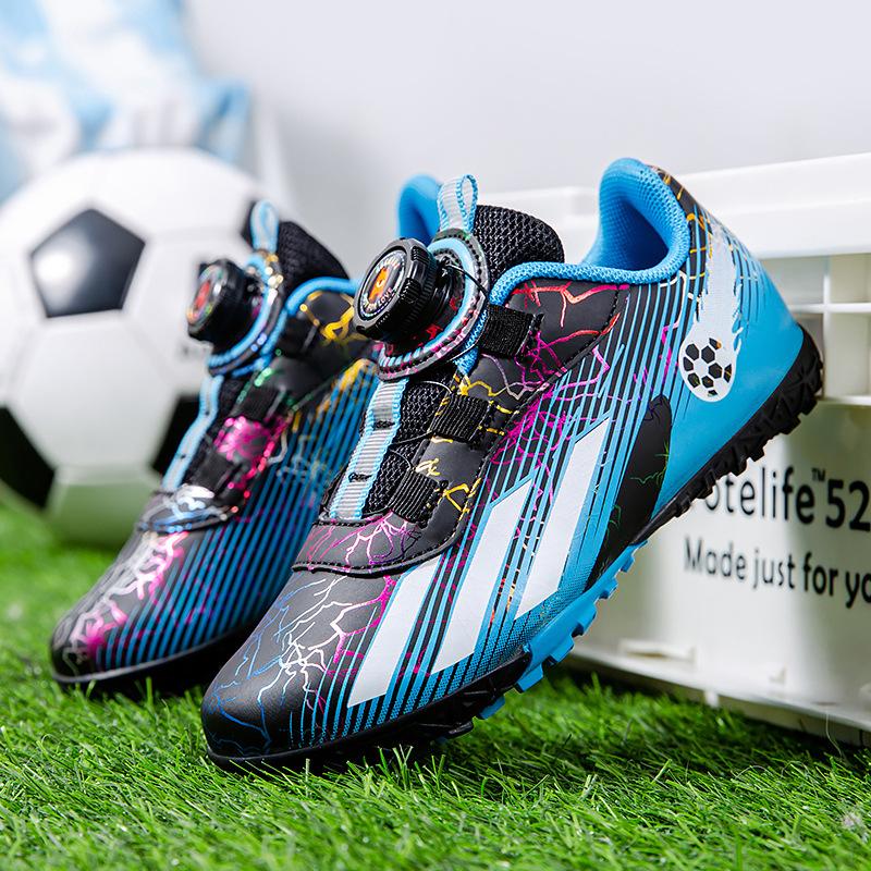 Children's Football Shoes Rotating Button Boys Professional Training Practical Shoes Girls Breathable Non-slip Football Shoes
